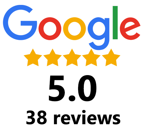  38 five-star Google reviews